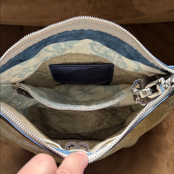 Natasha Dueham Gold and Blue Leather Crossbody Bag NWOT - Picture 6 of 15